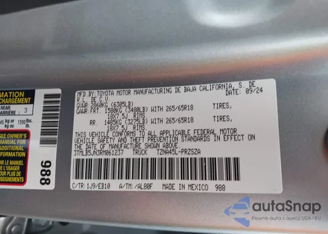 2024 Toyota Tacoma Limited 4Wd z USA, uszkodzony, nr VIN 3TMLB5JN3RM061237